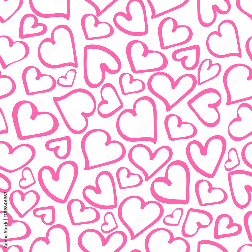 Heart. Seamless pattern.Rose graphic heart on a white background.Vector illustration.
