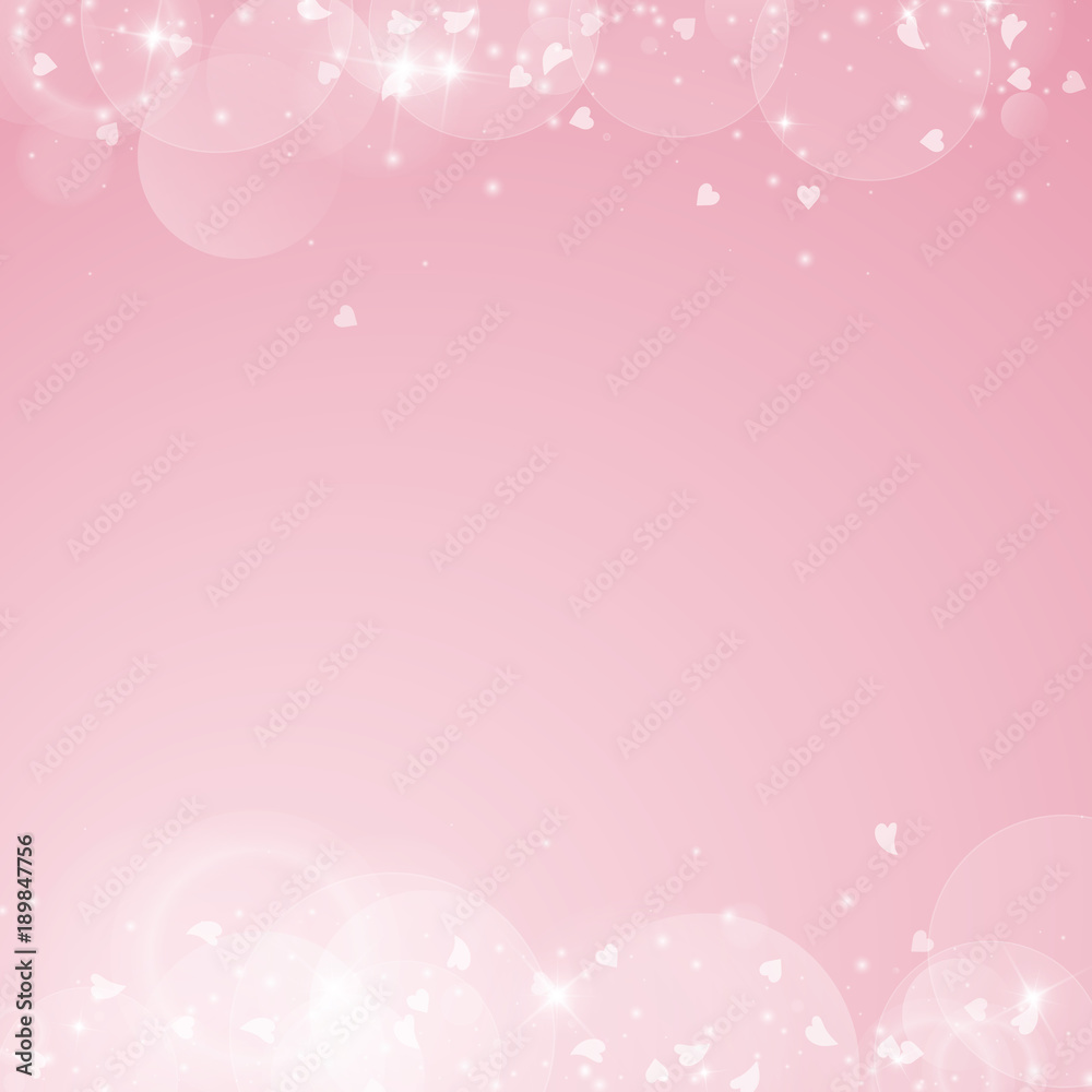 Falling hearts valentine background. Borders on pink background. Falling hearts valentines day tempting design. Vector illustration.