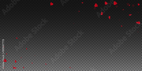 3d hearts valentine background. Wide corners on transparent grid dark background. 3d hearts valentines day exceptional design. Vector illustration.