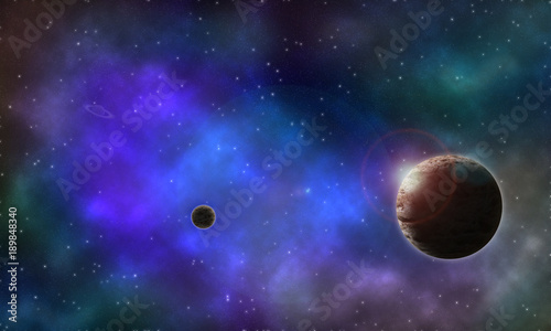 Fototapeta Naklejka Na Ścianę i Meble -  background Starry night sky planets-1
