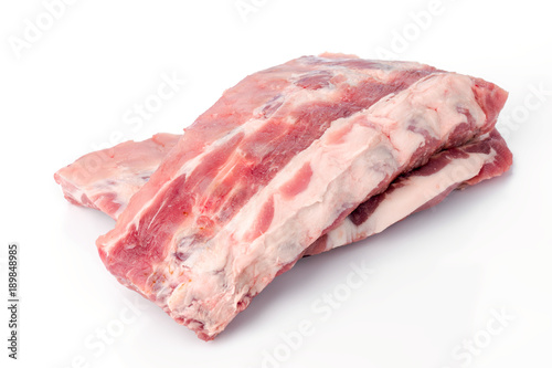 raw pork rib isolated on white photo