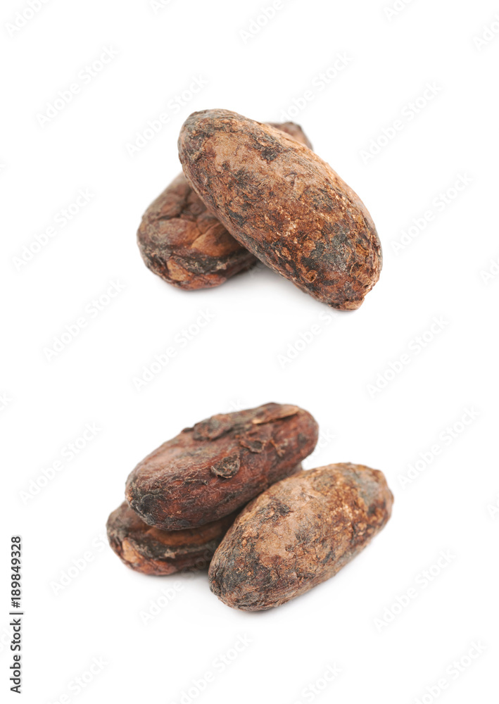 Few cocoa beans isolated Few cocoa beans isolated