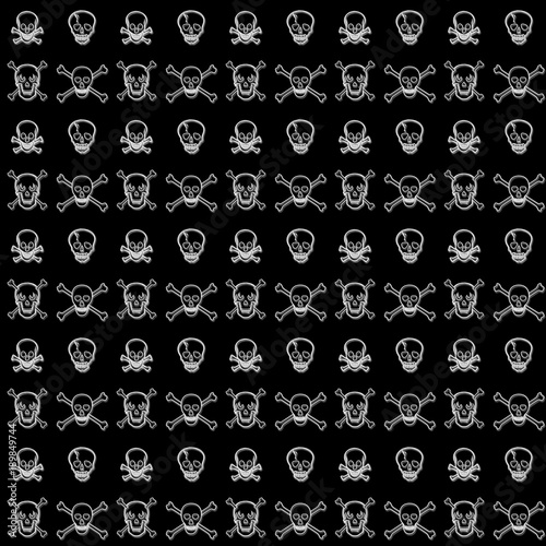 Stock Illustration - Simple Seamless Skulls and Bones Pattern Background, 3D Illustration.