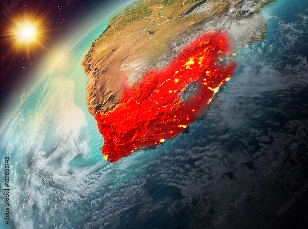 South Africa on planet Earth in sunset