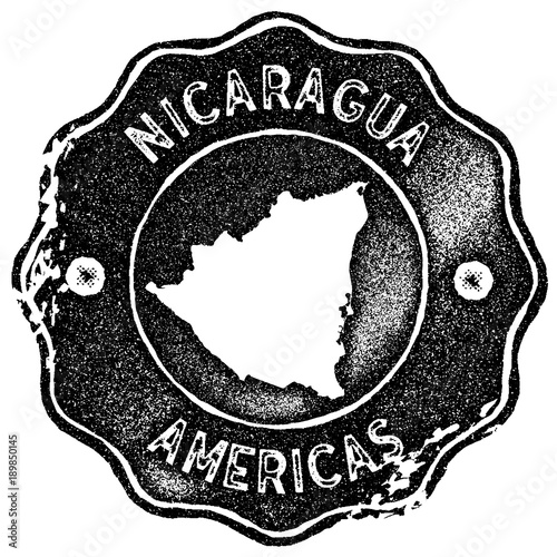 Nicaragua map vintage stamp. Retro style handmade label, badge or element for travel souvenirs. Black rubber stamp with country map silhouette. Vector illustration.
