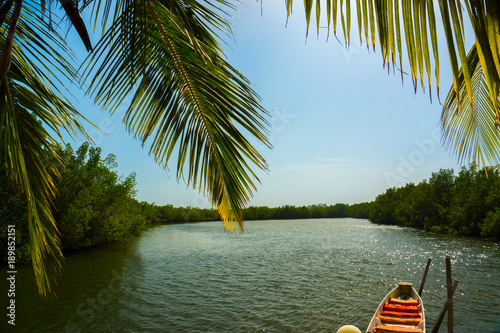 A canoe on the River Gambia, Africa