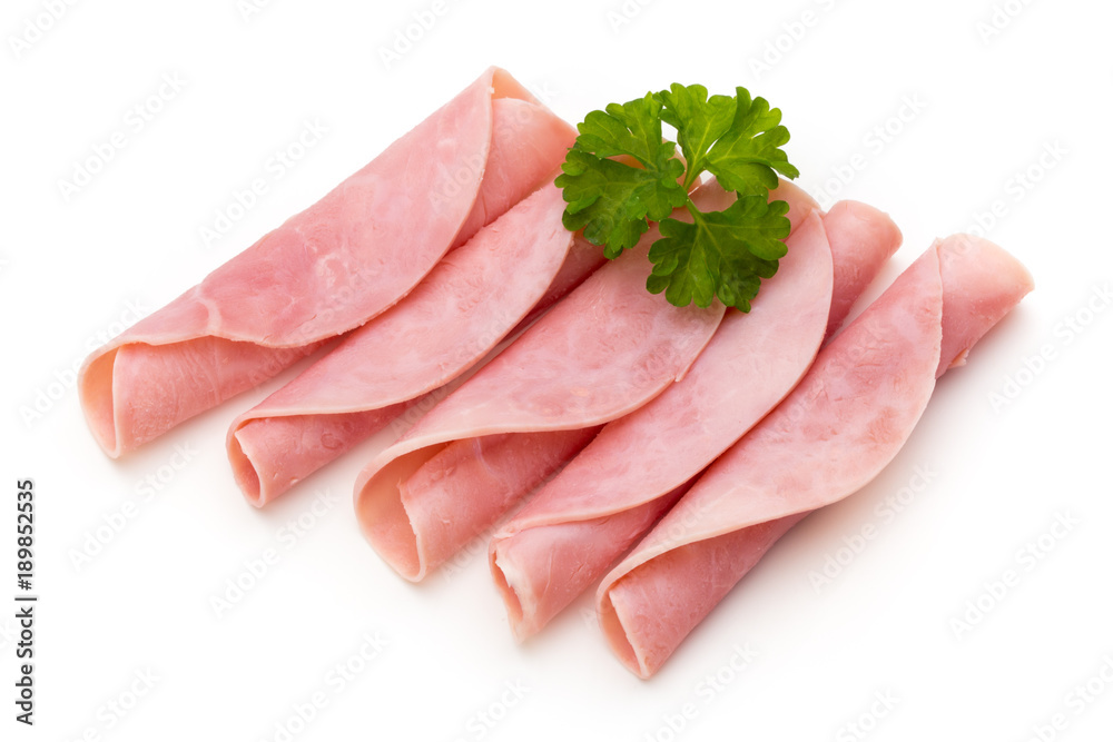 Sausage slices isolated on the white background. Sausage slices isolated on the white background.