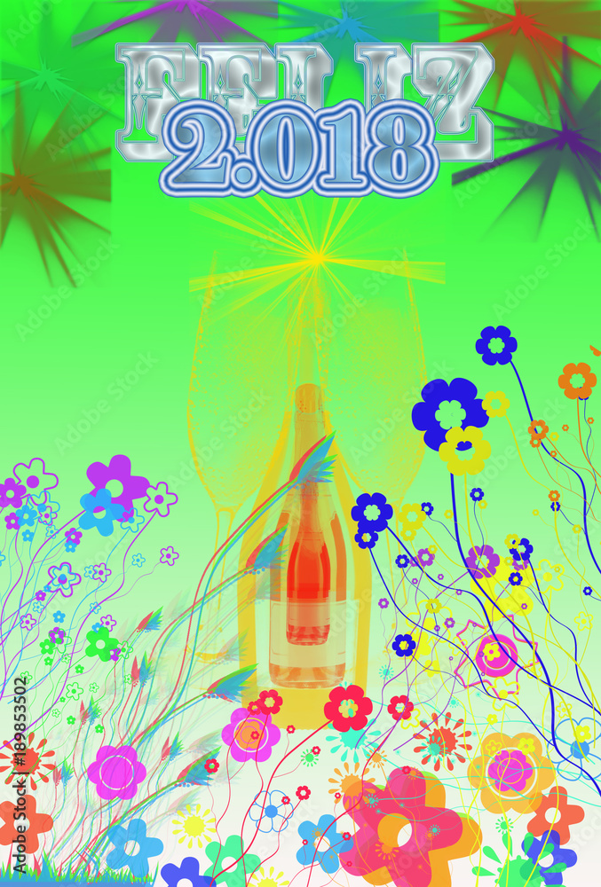 Fototapeta premium Felicitación de Año Nuevo y Navidad
