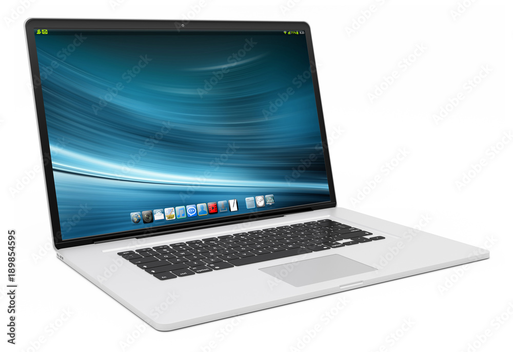 Modern silver laptop 3D rendering Modern silver laptop 3D rendering