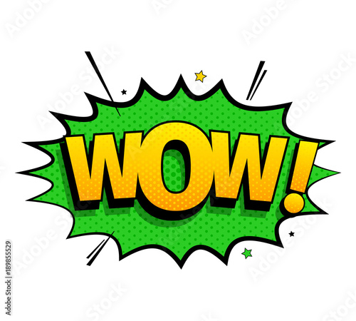 Comic lettering wow. Vector cartoon illustration in retro pop art style. Comic text sound effects. EPS 10.