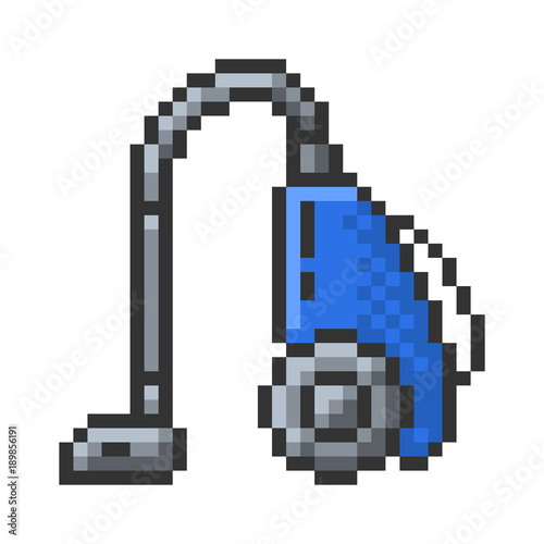 Outlined pixel icon of vacuum cleaner. Fully editable