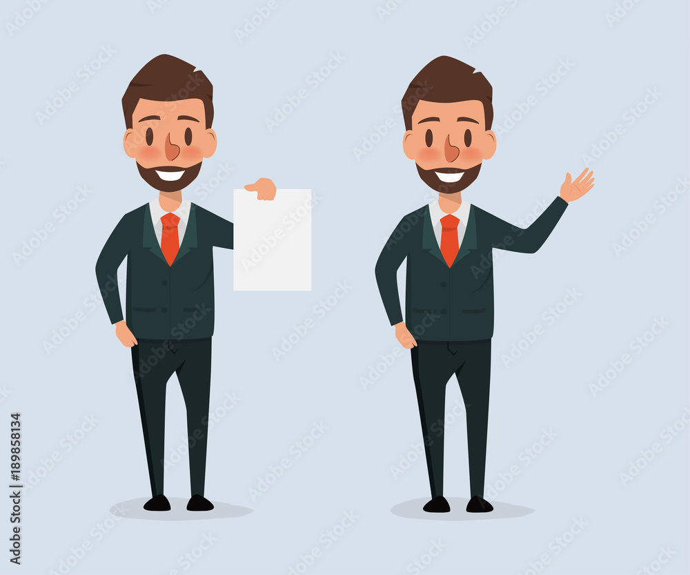 business man character presenting pose. people vector design. business man character presenting pose. people vector design.