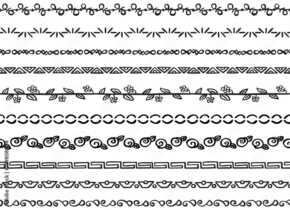 Fototapeta premium Illustrated seamless borders