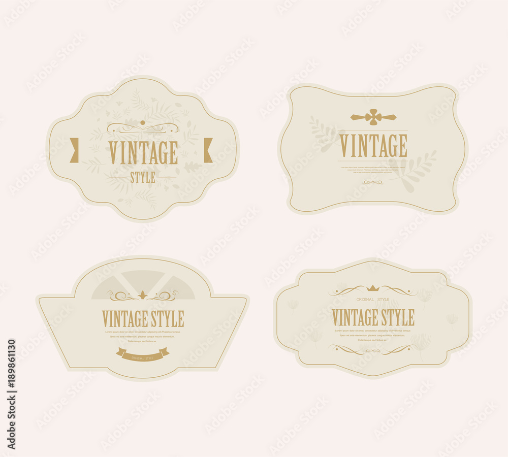 set of vintage label and old fashion classic design. illustration vector.