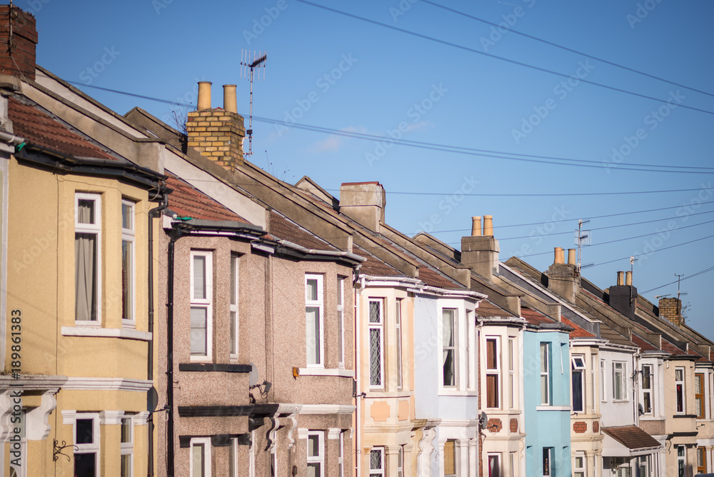 Multi coloured terraced housing