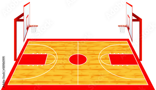 Basketball court, vector, isolated