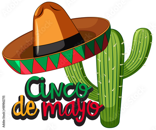 Cinco de mayo festival with cactus and hat