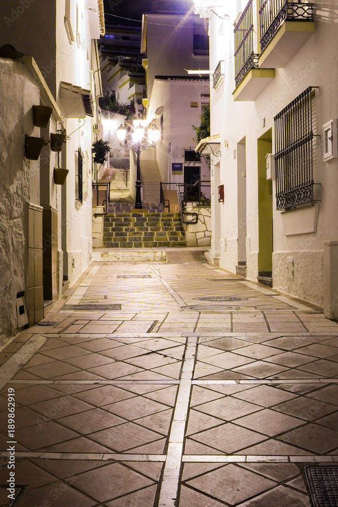 Benalmadena Village Spanish streets at night