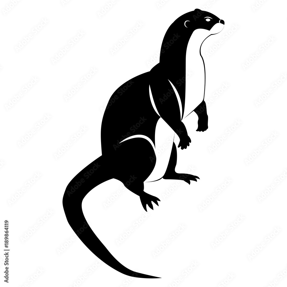 Obraz premium Vector image of a silhouette of an otter on a white background