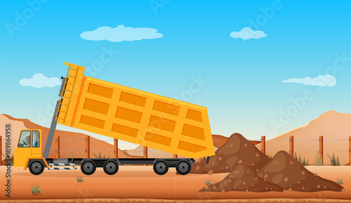 Dumping truck at the construction site