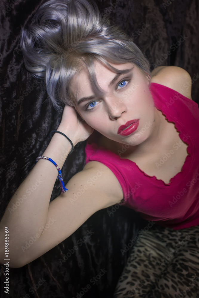portrait of a young woman with a bad mood portrait of a young woman with a bad mood
