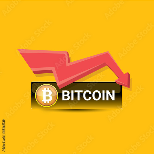 vector bitcoin market crash graph on orange background. Bitcoin hype concept vector illusrtation with blank space fo text. depreciation of bitcoin.
