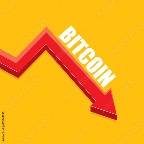 vector bitcoin market crash graph on orange background. Bitcoin hype concept vector illusrtation with blank space fo text. depreciation of bitcoin.