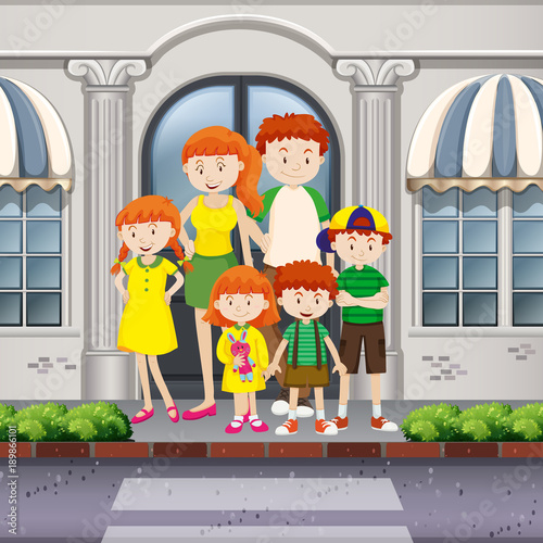 Family members standing on pavement