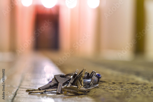 lost keys in the hotel lobby from the office, the background and background are blurred with the bokeh effect © Torkhov