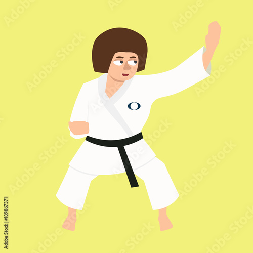 girl doing karate kata vector cartoon