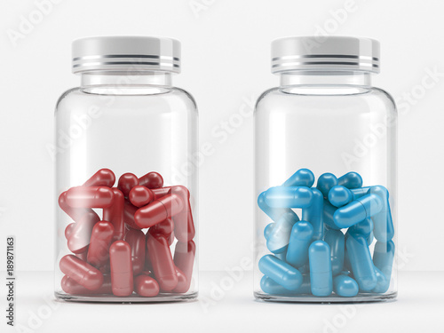 3d illustration. Can with capsules.