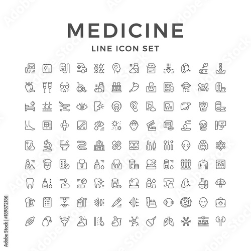 Fototapeta Naklejka Na Ścianę i Meble -  Set line icons of medicine