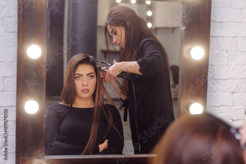 hair extension in a professional hairdresser