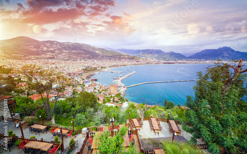 фотографія Aerial view resort city Alanya in southern coast of Turkey