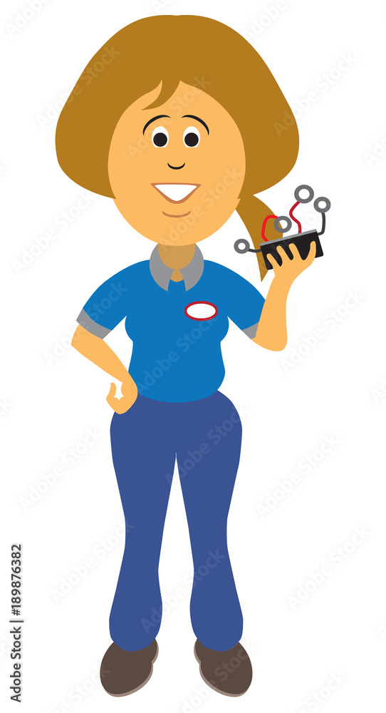 A service technician is explaining to a customer that they need a new gizmo