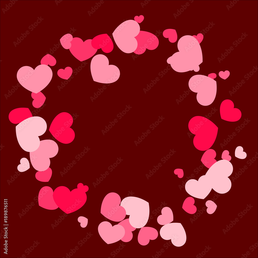Pink Red Hearts Confetti Falling Background. Valentine's Day Pattern. Pink Red Hearts Confetti Falling Background. Valentine's Day Pattern.