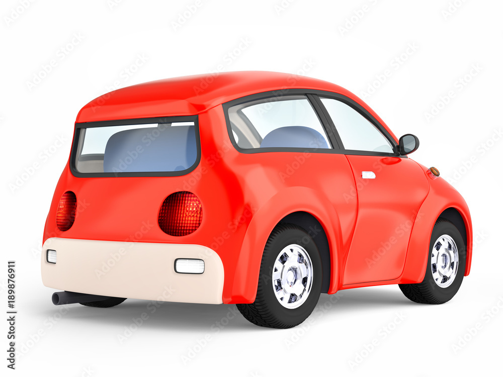 small cute red car back