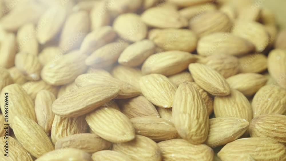 Appetizing almonds, video with lens flare Appetizing almonds, video with lens flare