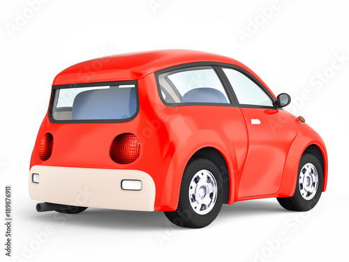 small cute red car back
