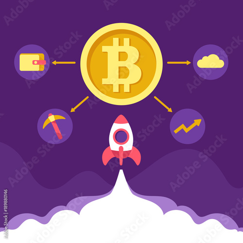 mining. bitkinoin. business concept. flat vector illustration