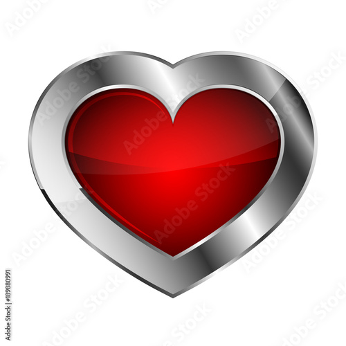 Silver heart icon. Vector illustration.