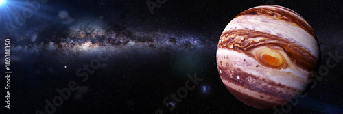 Obraz planeta Jowisz, Słońce i galaktyka Drogi Mlecznej