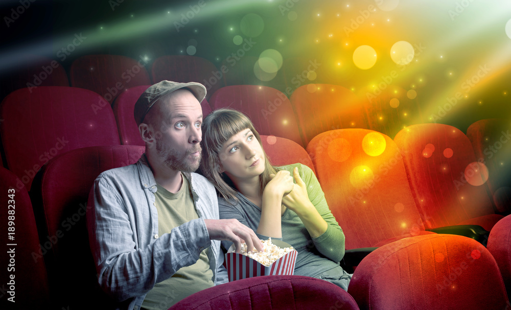 Naklejka premium Couple watching something miraculous