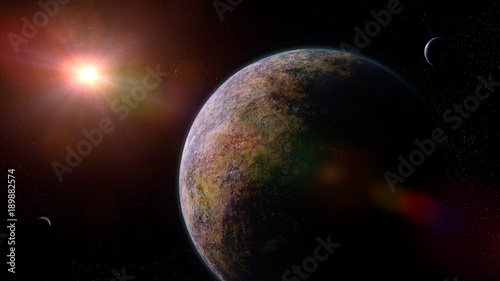 Fototapeta Naklejka Na Ścianę i Meble -  alien planets orbiting a distant star 