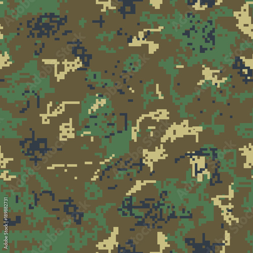 Seamless green camouflage of pixel pattern