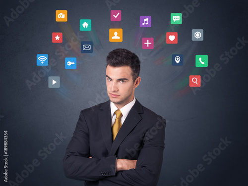 Businessman with colorful apps