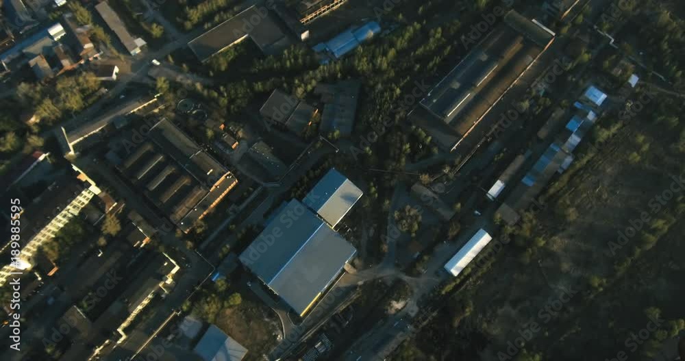 Fly over Industrial Factory. Huge Plant aerial shot Fly over Industrial Factory. Huge Plant aerial shot