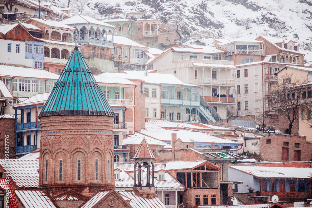 Tbilisi in winter snow