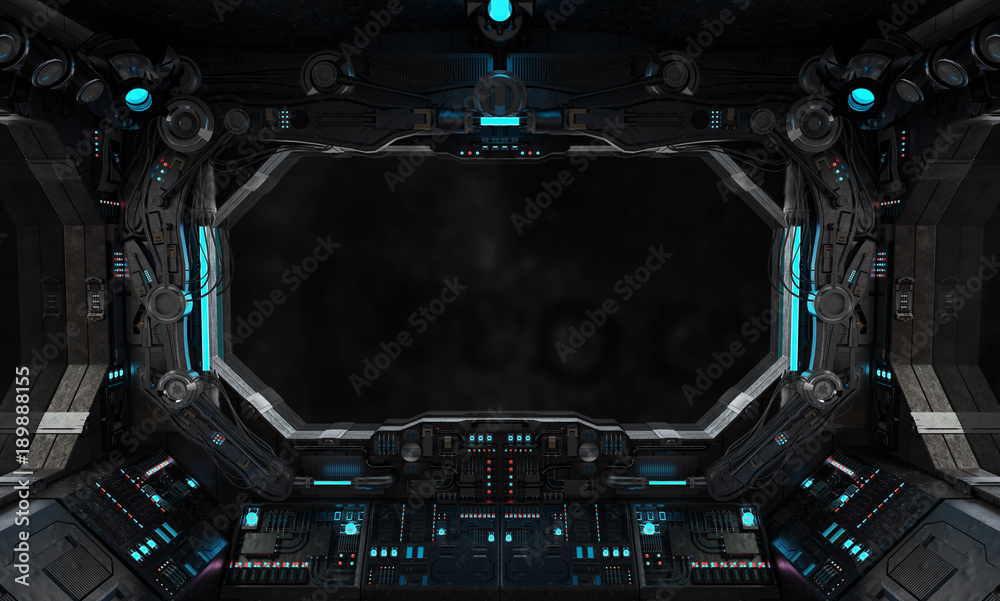 Fototapeta premium Spaceship grunge interior window isolated