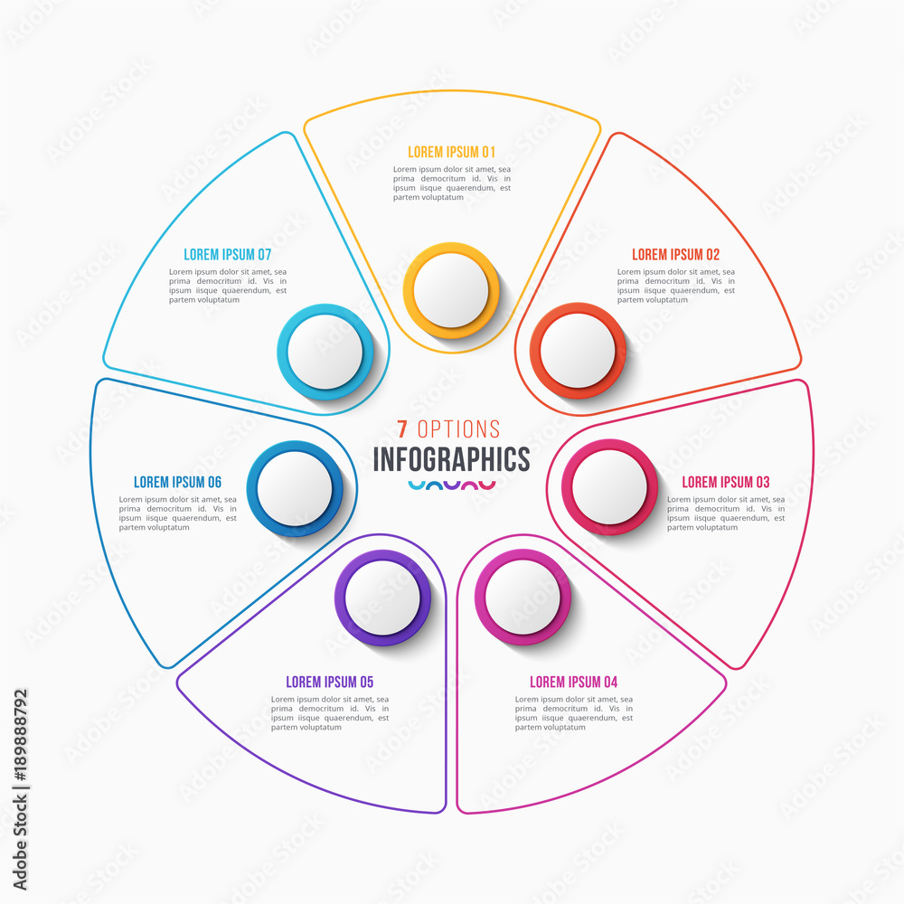 Vector 7 parts infographic design, circle chart Vector 7 parts infographic design, circle chart